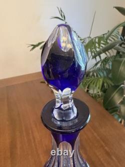 Bohemian Cobalt Blue Cut Crystal Decanter Medium Size and Brand New