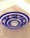 Bohemian Cobalt Blue Cut Glass Large Center Piece Oval Crystal Bowl