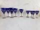 Bohemian Cobalt Cut-to-Clear Crystal Glasses Cathedral Arch & Thumbprint Set 10