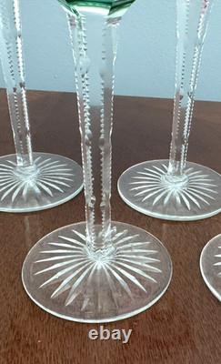 Bohemian Colored Crystal Set Of 5 WINE GLASSES 8 Tall Water Goblets Multicolor