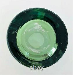 Bohemian Crystal 17 Pc Cut to Clear Iridescent Green Tumblers Etched Glass Grape