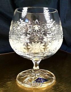 Bohemian Crystal Glass Set of 6 Cognac Snifter Brandy Glasses 8 oz Hand Cut