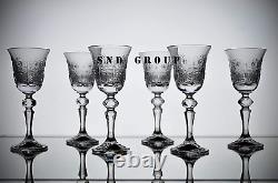 Bohemian Crystal Set of 6 Stem Liqueur Glasses 2Oz. /60Ml. Hand Cut Elegant Vinta