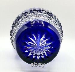 Bohemian Cut Blue Cobalt Pitcher Stunning READ Crystal Handcrafted Glass Rare