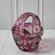 Bohemian Cut Crystal Basket Vase Pink Overlay, Czech Glass, 1960s-70s