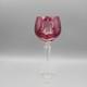Bohemian Cut Crystal Grape CRANBERRY Hock Wine Glasses Set of Six