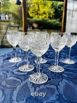 Bohemian Cut Crystal Queen Lace Wine Glasses Set of 6