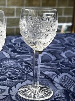 Bohemian Cut Crystal Queen Lace Wine Glasses Set of 6
