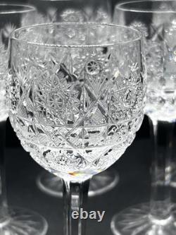 Bohemian Cut Crystal Queen Lace Wine Glasses Set of 6