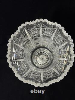 Bohemian Cut Crystal Vase, Large Stunning Glass 12 In Tall, Chipped