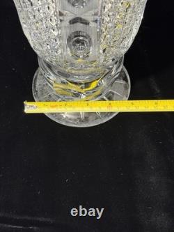 Bohemian Cut Crystal Vase, Large Stunning Glass 12 In Tall, Chipped
