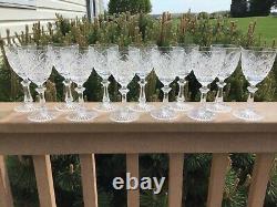 Bohemian Cut Glass Wine Stems Set (12) 6 1/4 5 Oz Fine Crystal