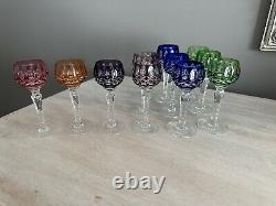 Bohemian Cut To Clear Crystal Cordial Shot Glasses Set Of 11