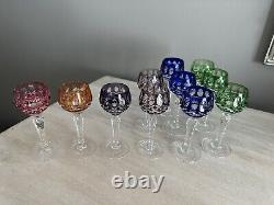 Bohemian Cut To Clear Crystal Cordial Shot Glasses Set Of 11