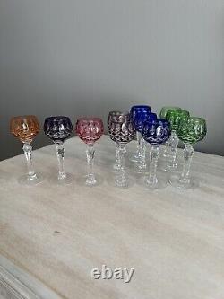 Bohemian Cut To Clear Crystal Cordial Shot Glasses Set Of 11