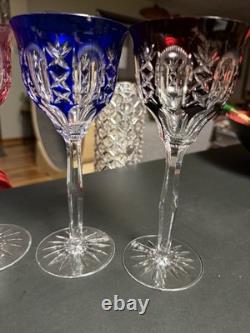 Bohemian Cut to Clear Crystal Clarets. 6 available. Multi-Colored. Vintage