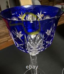 Bohemian Cut to Clear Crystal Clarets. 6 available. Multi-Colored. Vintage