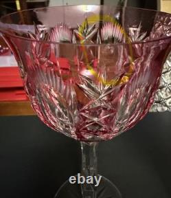 Bohemian Cut to Clear Crystal Clarets. 6 available. Multi-Colored. Vintage