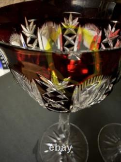Bohemian Cut to Clear Crystal Clarets. 6 available. Multi-Colored. Vintage