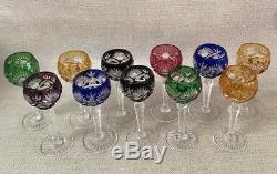 Bohemian Cut to Clear Crystal Cordial 4.5 Glasses Stemware Set of 11