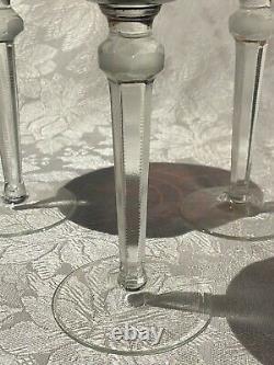 Bohemian Cut to Clear Crystal Wine Glasses Set of 3 8 1/4