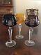 Bohemian Cut to Clear Crystal Wine Goblets Glasses 8 Set of Three