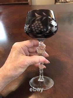 Bohemian Cut to Clear Crystal Wine Goblets Glasses 8 Set of Three
