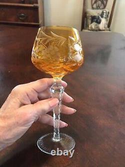 Bohemian Cut to Clear Crystal Wine Goblets Glasses 8 Set of Three