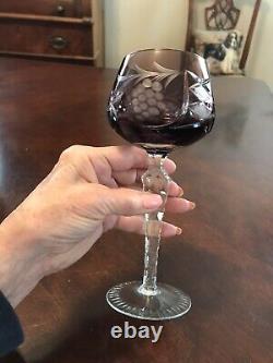 Bohemian Cut to Clear Crystal Wine Goblets Glasses 8 Set of Three