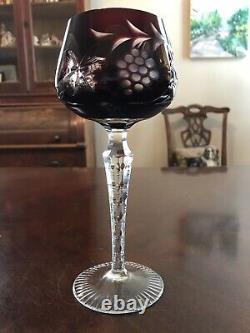 Bohemian Cut to Clear Crystal Wine Goblets Glasses 8 Set of Three