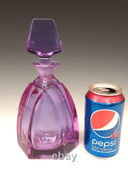 Bohemian Czech ALEXANDRITE Lavender Pink Crystal Cut Glass 9 Decanter Bottle
