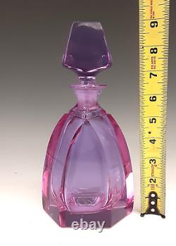 Bohemian Czech ALEXANDRITE Lavender Pink Crystal Cut Glass 9 Decanter Bottle