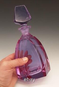 Bohemian Czech ALEXANDRITE Lavender Pink Crystal Cut Glass 9 Decanter Bottle