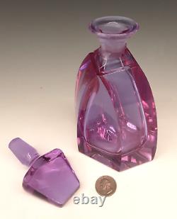 Bohemian Czech ALEXANDRITE Lavender Pink Crystal Cut Glass 9 Decanter Bottle