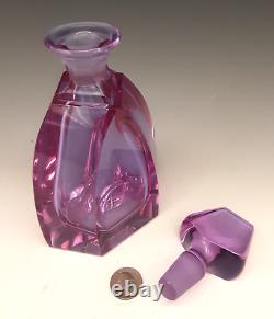 Bohemian Czech ALEXANDRITE Lavender Pink Crystal Cut Glass 9 Decanter Bottle