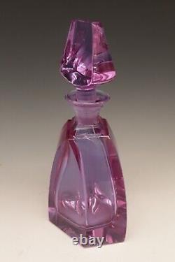 Bohemian Czech ALEXANDRITE Lavender Pink Crystal Cut Glass 9 Decanter Bottle