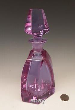 Bohemian Czech ALEXANDRITE Lavender Pink Crystal Cut Glass 9 Decanter Bottle