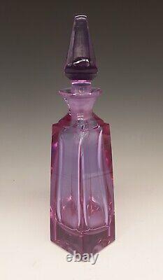 Bohemian Czech ALEXANDRITE Lavender Pink Crystal Cut Glass 9 Decanter Bottle