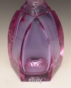 Bohemian Czech ALEXANDRITE Lavender Pink Crystal Cut Glass 9 Decanter Bottle