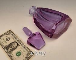 Bohemian Czech ALEXANDRITE Lavender Pink Crystal Cut Glass 9 Decanter Bottle