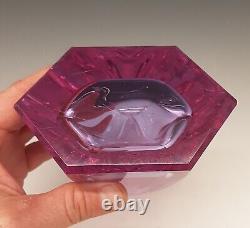 Bohemian Czech ALEXANDRITE Lavender Pink Crystal Cut Glass 9 Decanter Bottle