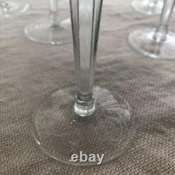 Bohemian Czech Amethyst Cut to Clear Glass Hock Wine Glass/Goblet Crystal Set 5