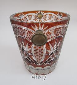 Bohemian Czech Autumn Amber Cut To Clear Glass Crystal Champagne Ice Bucket
