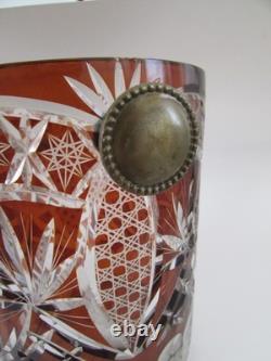Bohemian Czech Autumn Amber Cut To Clear Glass Crystal Champagne Ice Bucket