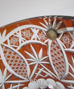 Bohemian Czech Autumn Amber Cut To Clear Glass Crystal Champagne Ice Bucket
