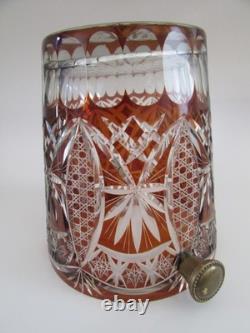 Bohemian Czech Autumn Amber Cut To Clear Glass Crystal Champagne Ice Bucket