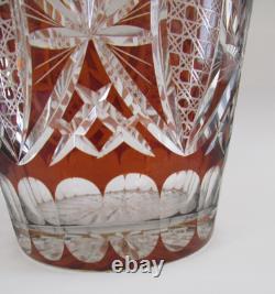 Bohemian Czech Autumn Amber Cut To Clear Glass Crystal Champagne Ice Bucket