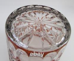 Bohemian Czech Autumn Amber Cut To Clear Glass Crystal Champagne Ice Bucket