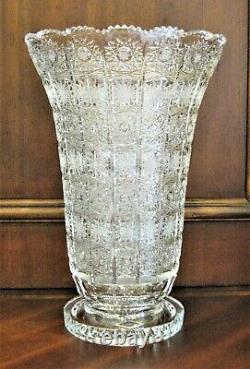 Bohemian Czech Crystal 10 Tall Vase Hand Cut Queen Lace 24% Lead Glass