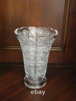 Bohemian Czech Crystal 10 Tall Vase Hand Cut Queen Lace 24% Lead Glass